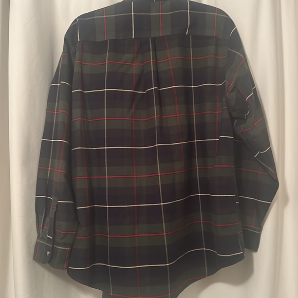 VTG L.L. Bean Green Navy Res Plaid Button-down Shirt Size L Regular - Picture 4 of 5